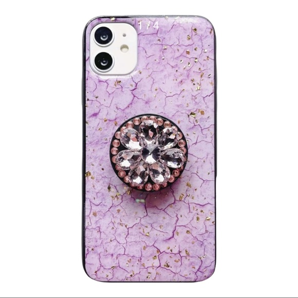 Pink Rhinestone W/Grip iPhone Case 11 & 12/12 Pro - Picture 2 of 3